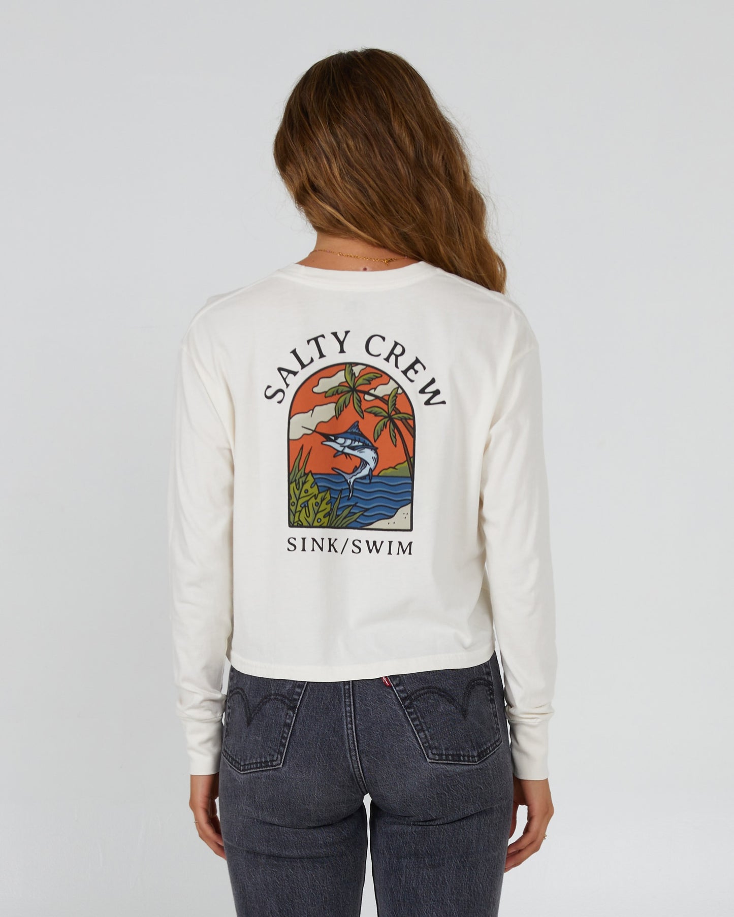 Salty Crew Womens - Sail Away L/S Crop Tee - Off White