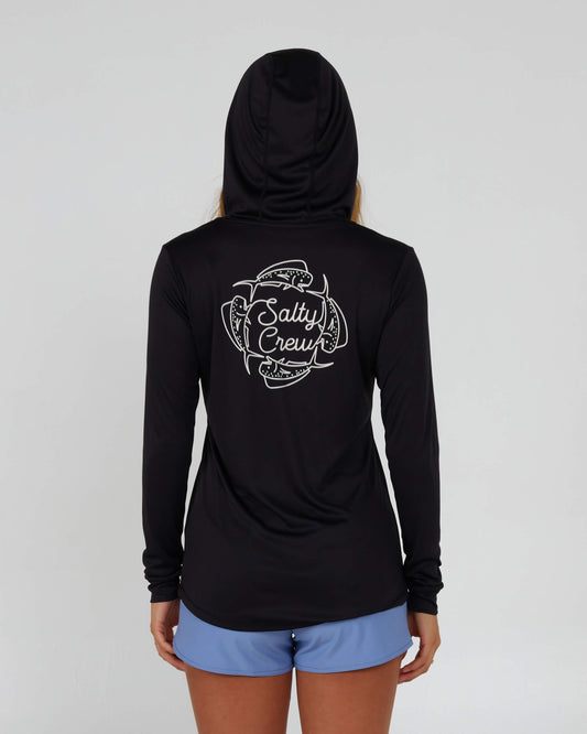 Salty Crew Womens - Drawn In Circles Hood Sunshirt - Black