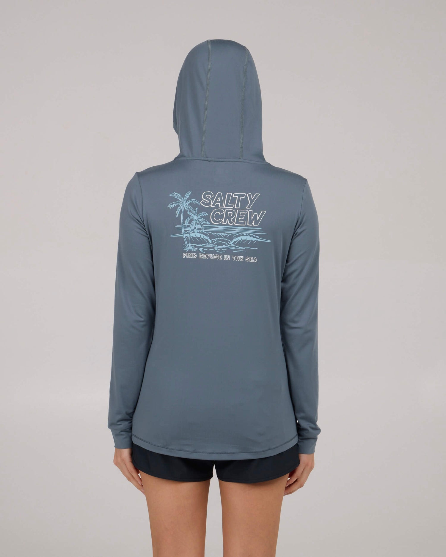 Salty crew SUN PROTECTION A Frame Hooded Sun Shirt - Fin Blue in Fin Blue