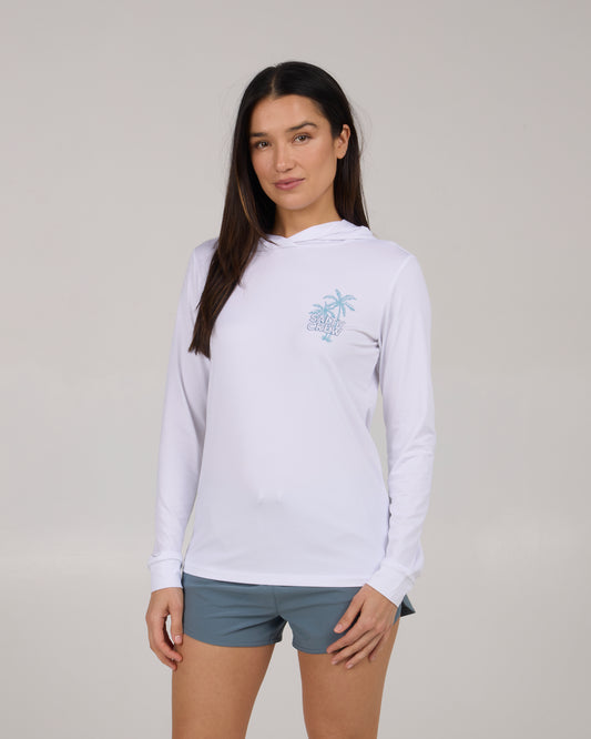 A Frame Hooded Sun Shirt - White