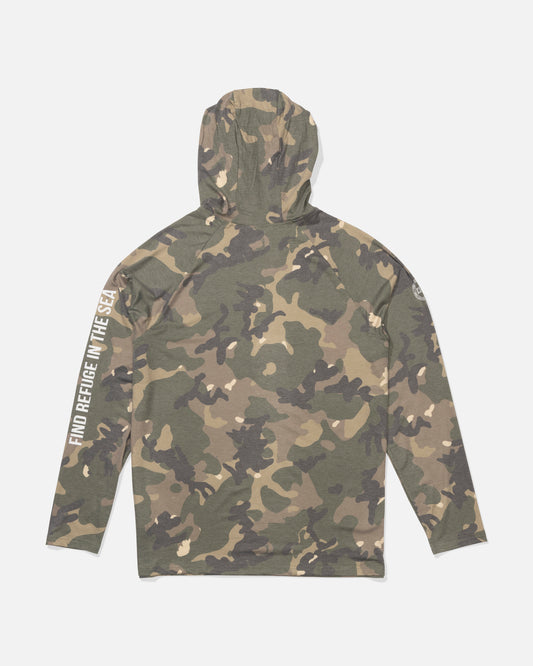 Mariner Hood Tech Tee - Green Camo