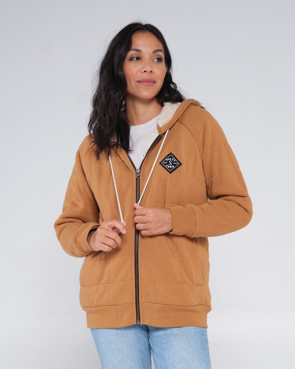 Salty Crew Womens - Seeking Sherpa Hoody - Workwear Brown