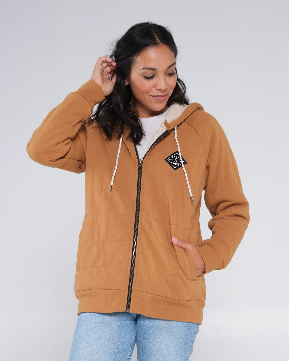 Salty Crew Womens - Seeking Sherpa Hoody - Workwear Brown