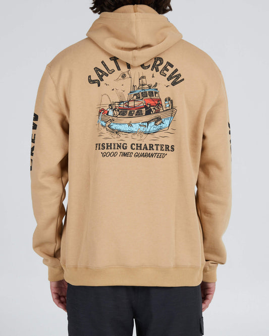 Salty Crew Men - Fishing Charters Hood Fleece - Sandstone