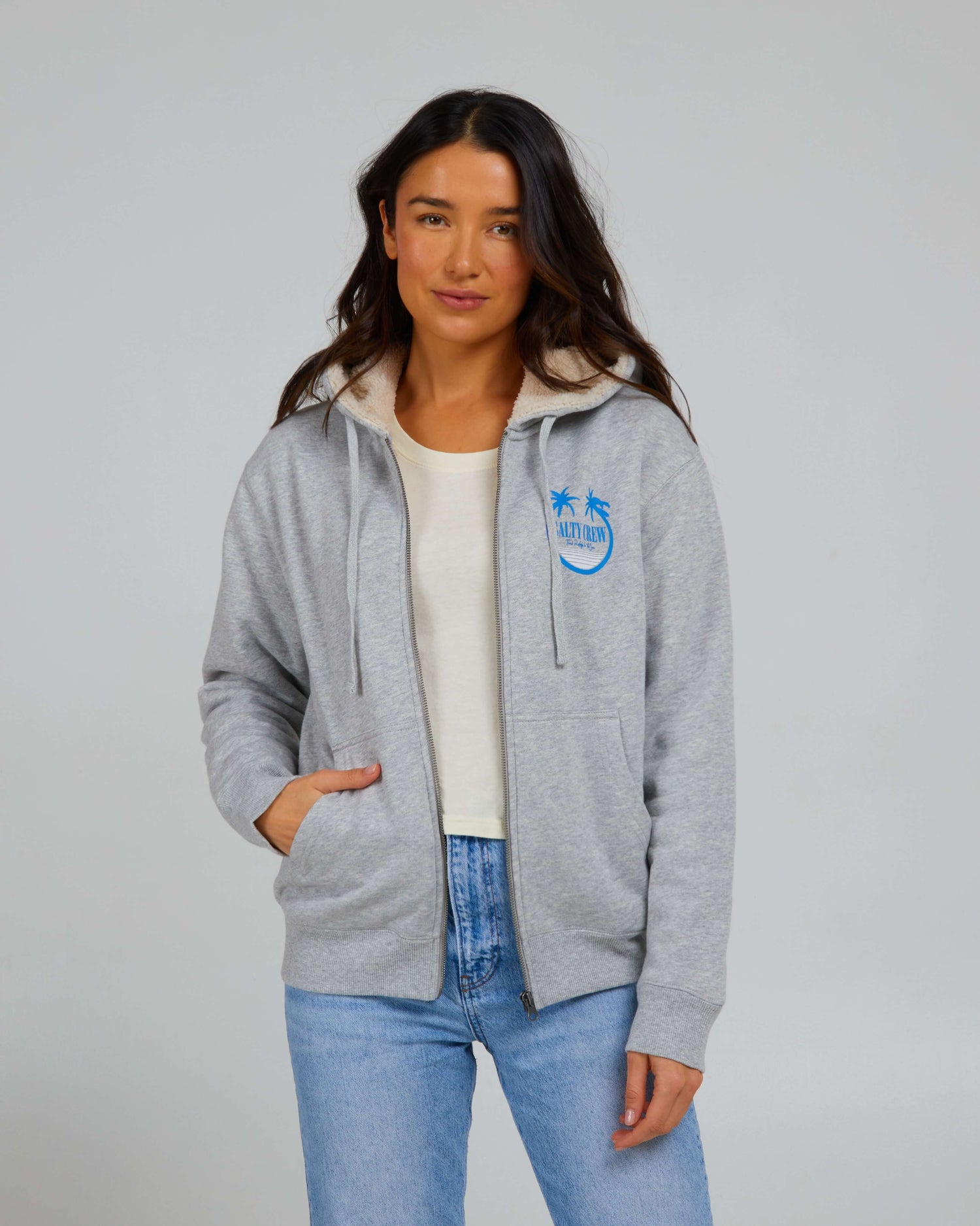 Salty Crew Womens - Shades Sherpa Zip Hoody - Athletic Heather