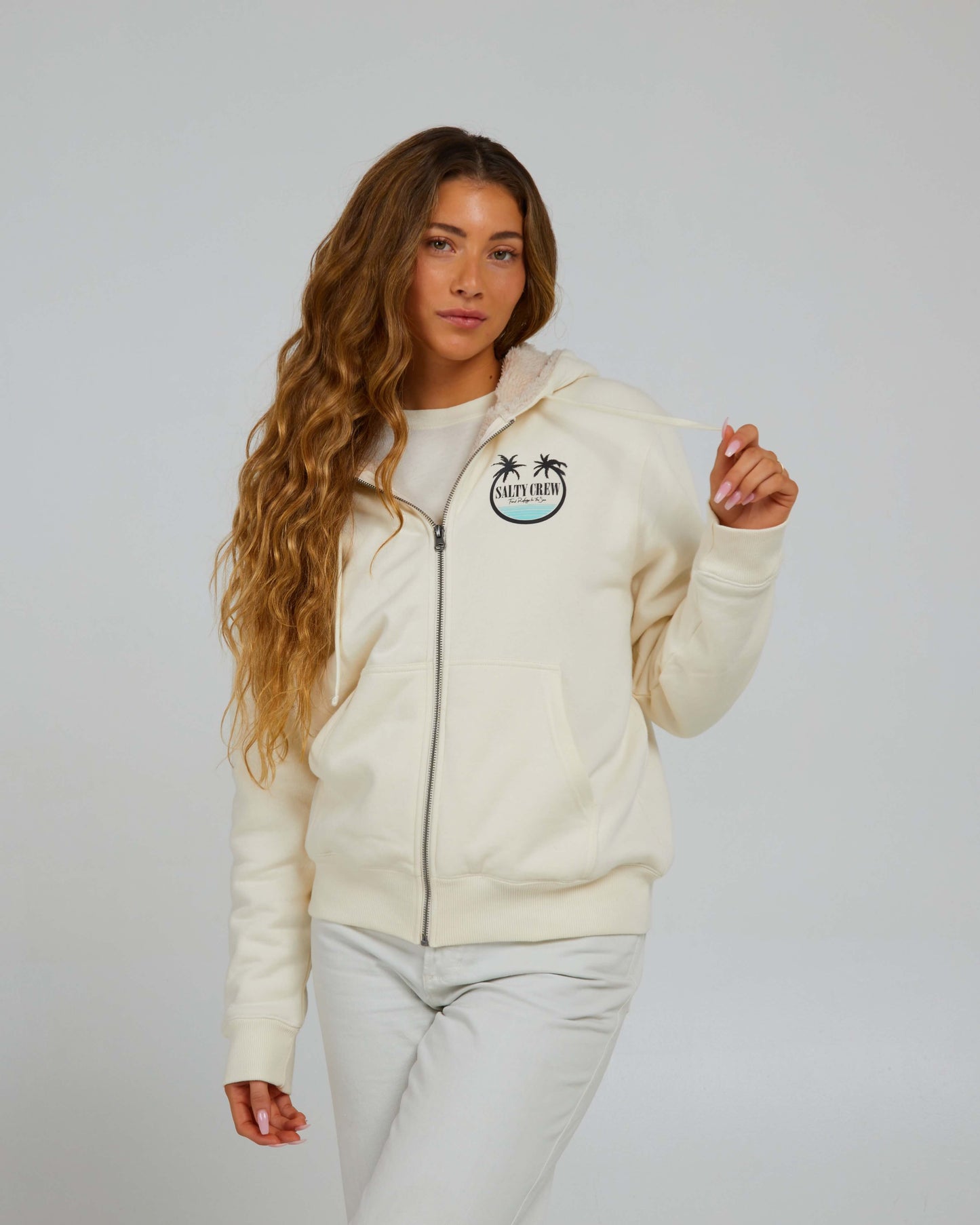 Salty Crew Womens - Shades Sherpa Zip Hoody - Bone