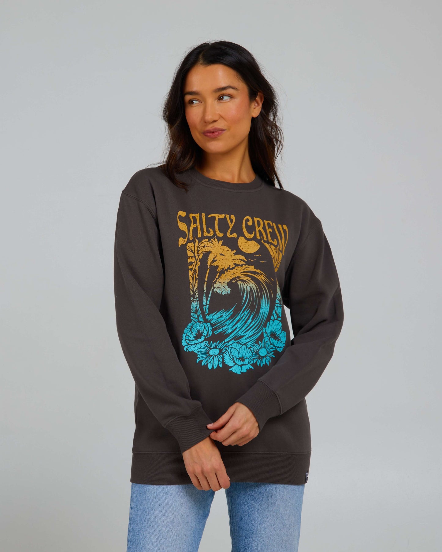 Salty Crew Womens - Big Wave Crew - Faded Black