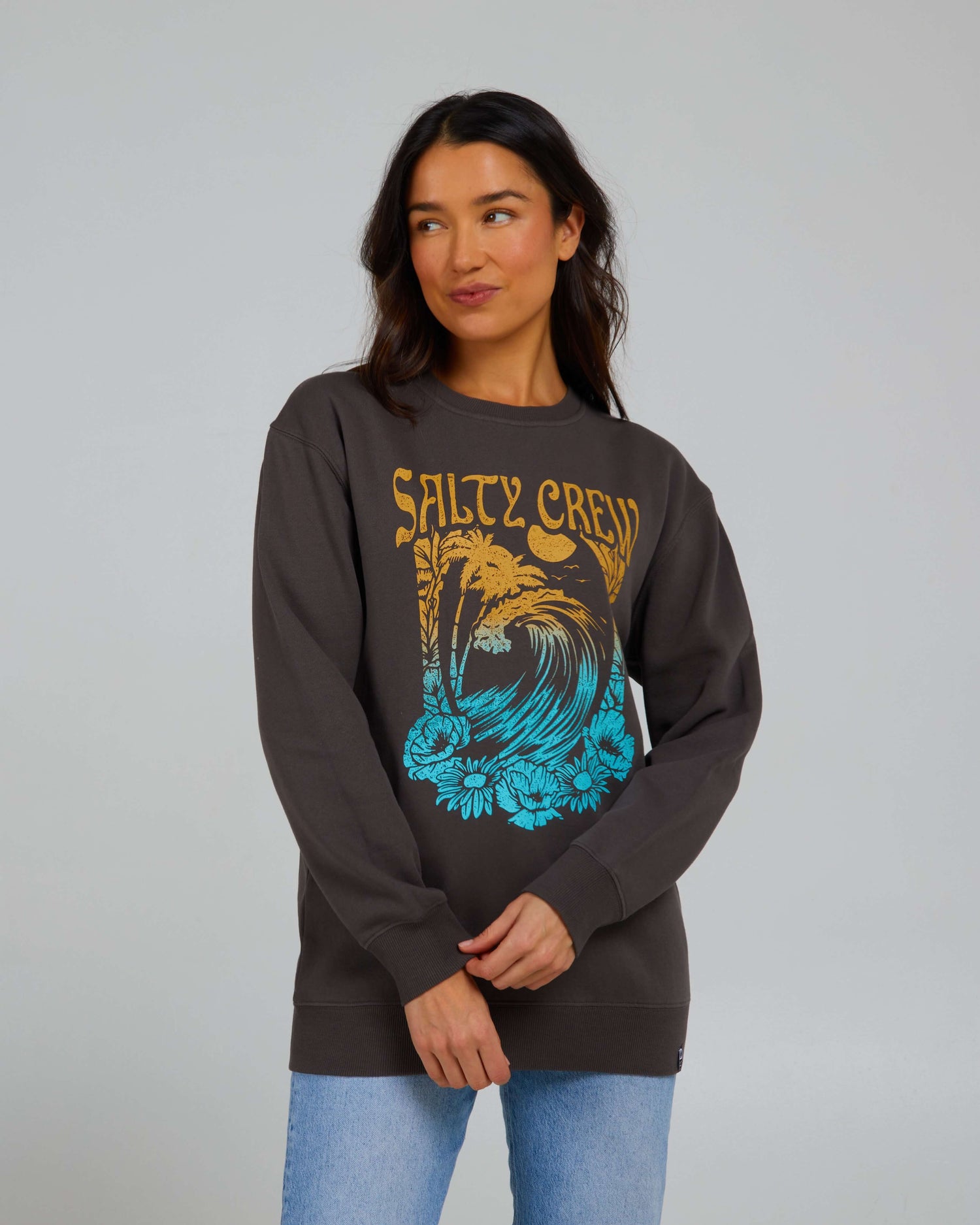 Salty Crew Womens - Big Wave Crew - Faded Black