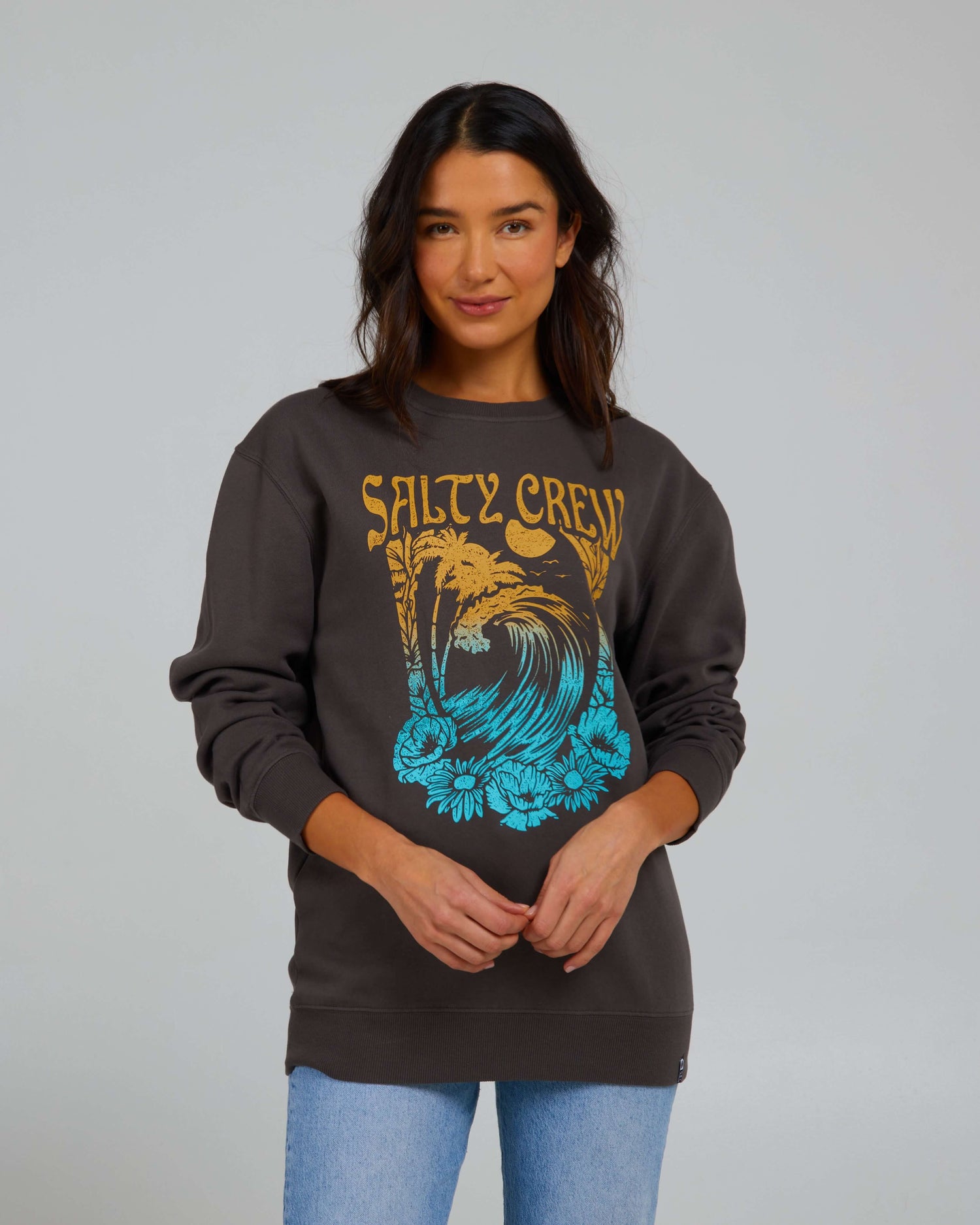 Salty Crew Womens - Big Wave Crew - Faded Black