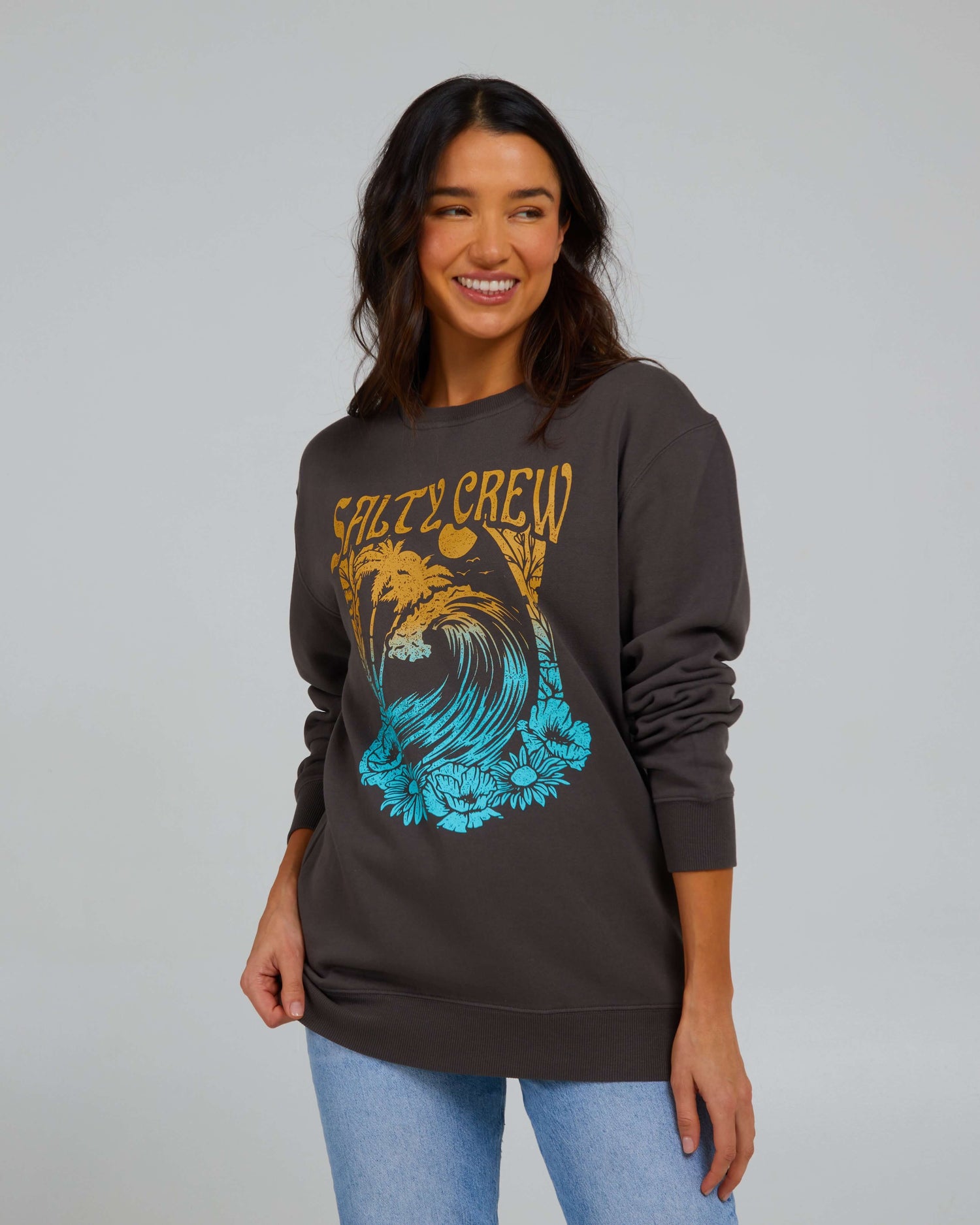 Salty Crew Womens - Big Wave Crew - Faded Black