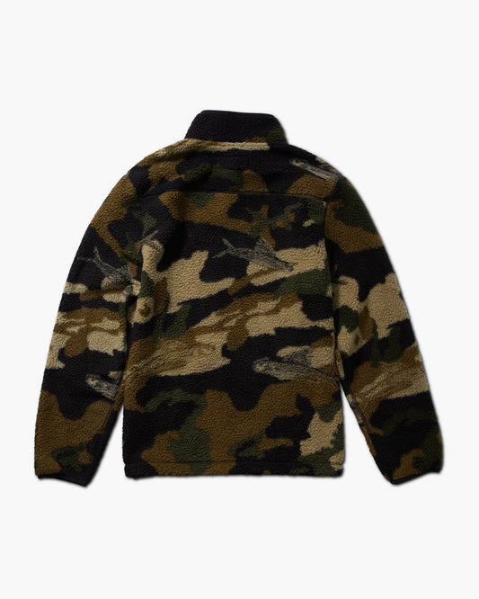 back view of Swellter High Pile Camo Sherpa Zip