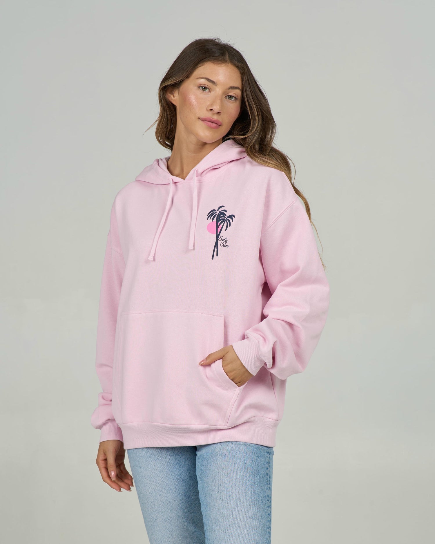 Geo Palm Hoody  - Pink Skies