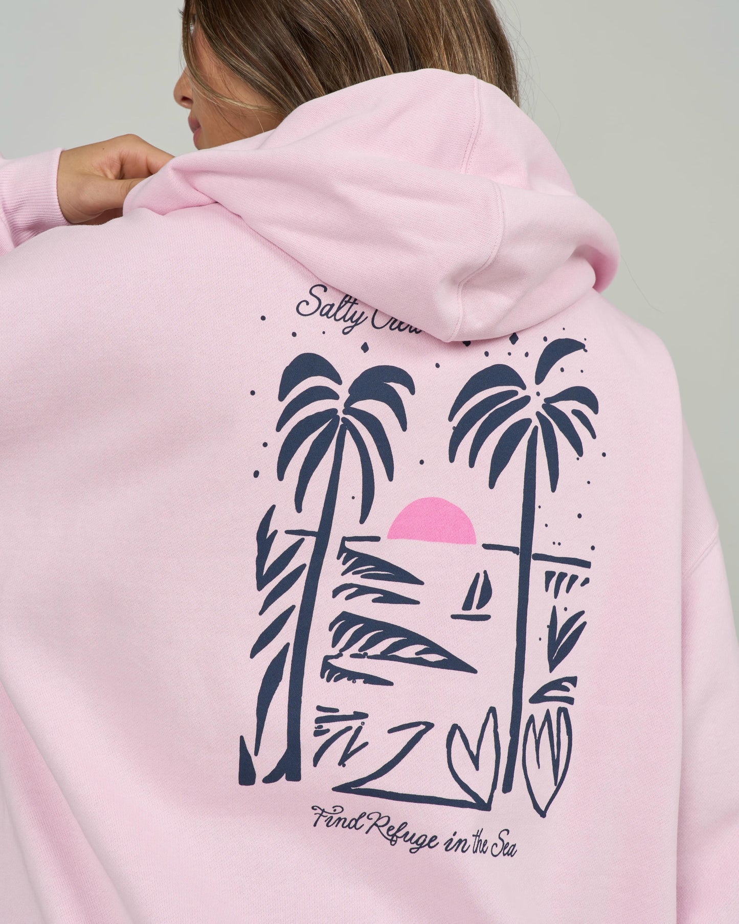 Geo Palm Hoody  - Pink Skies