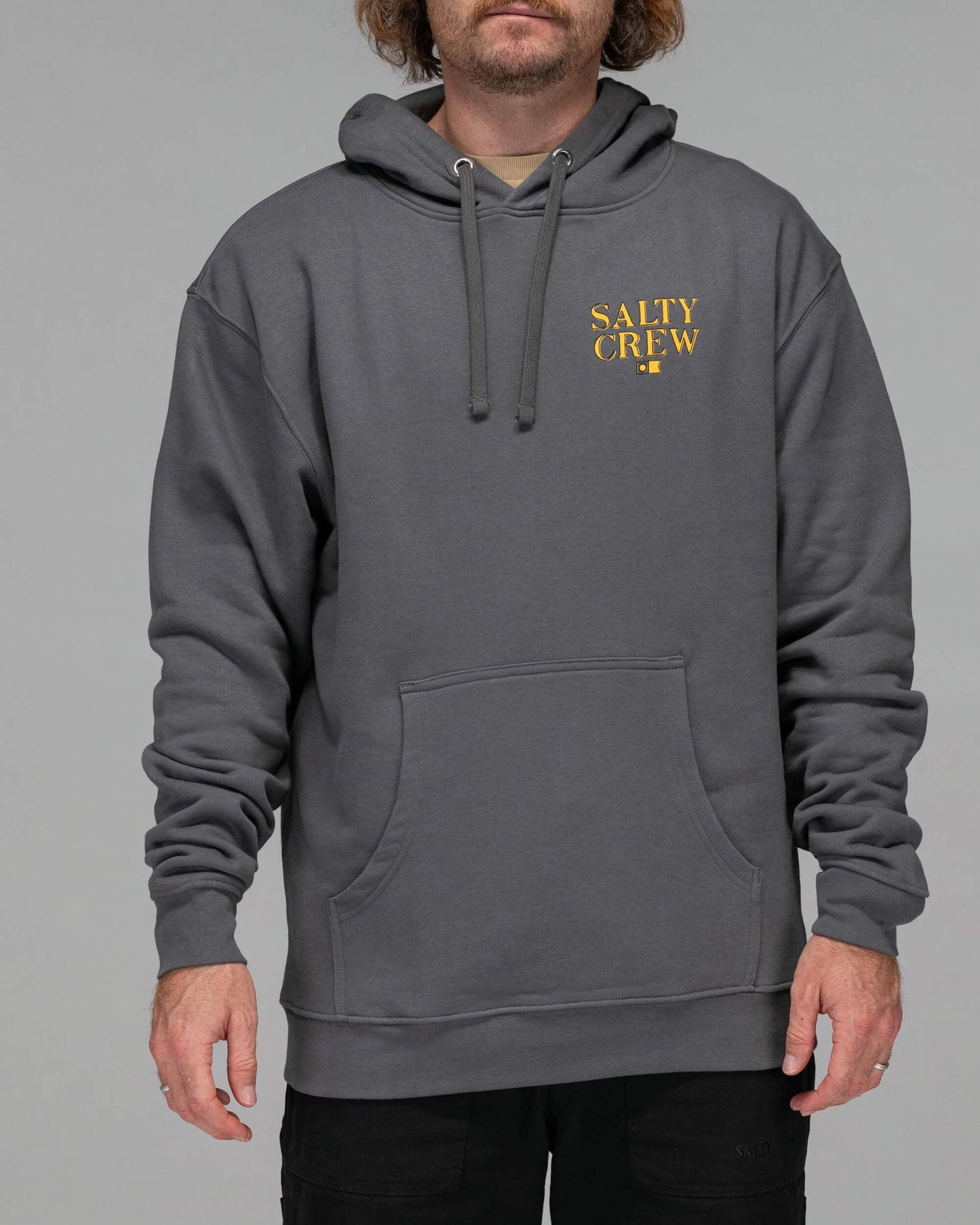 Salty crew FLEECE STANDARD FISH ON HOOD FLEECE - Charcoal in Charcoal