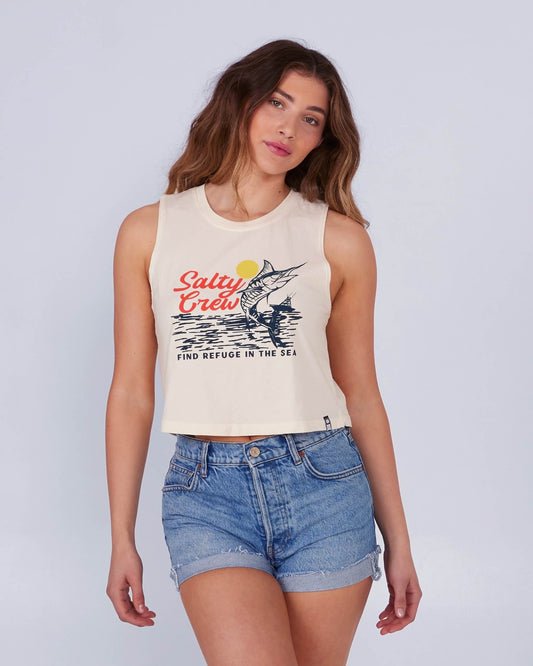 Salty Crew Womens - Jackpot Cropped Tank - Bone