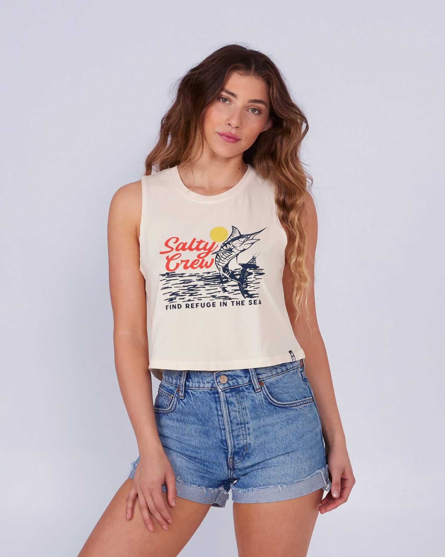 Salty Crew Womens - Jackpot Cropped Tank - Bone