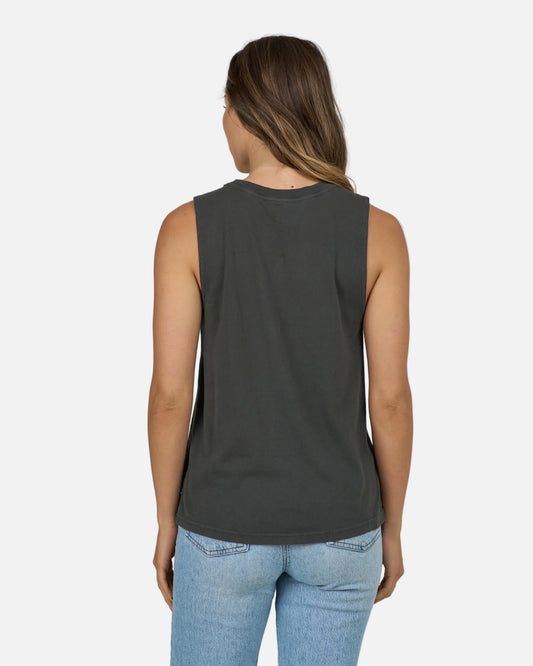 Keyhole Muscle Tank - Charcoal