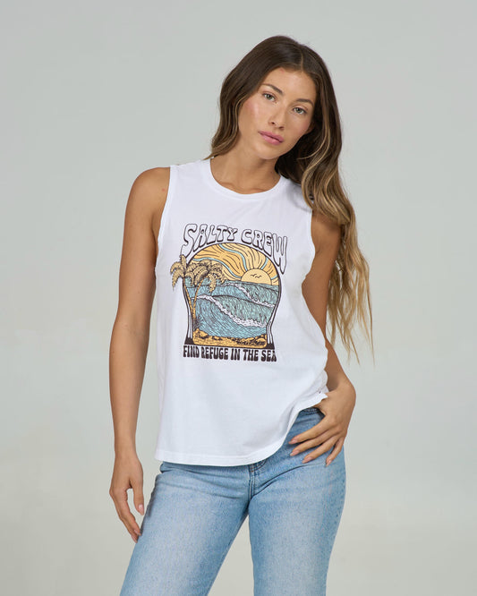 Keyhole Muscle Tank - White