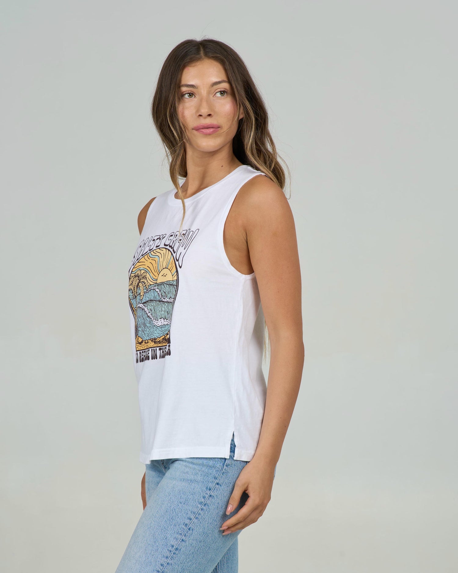 Keyhole Muscle Tank - White