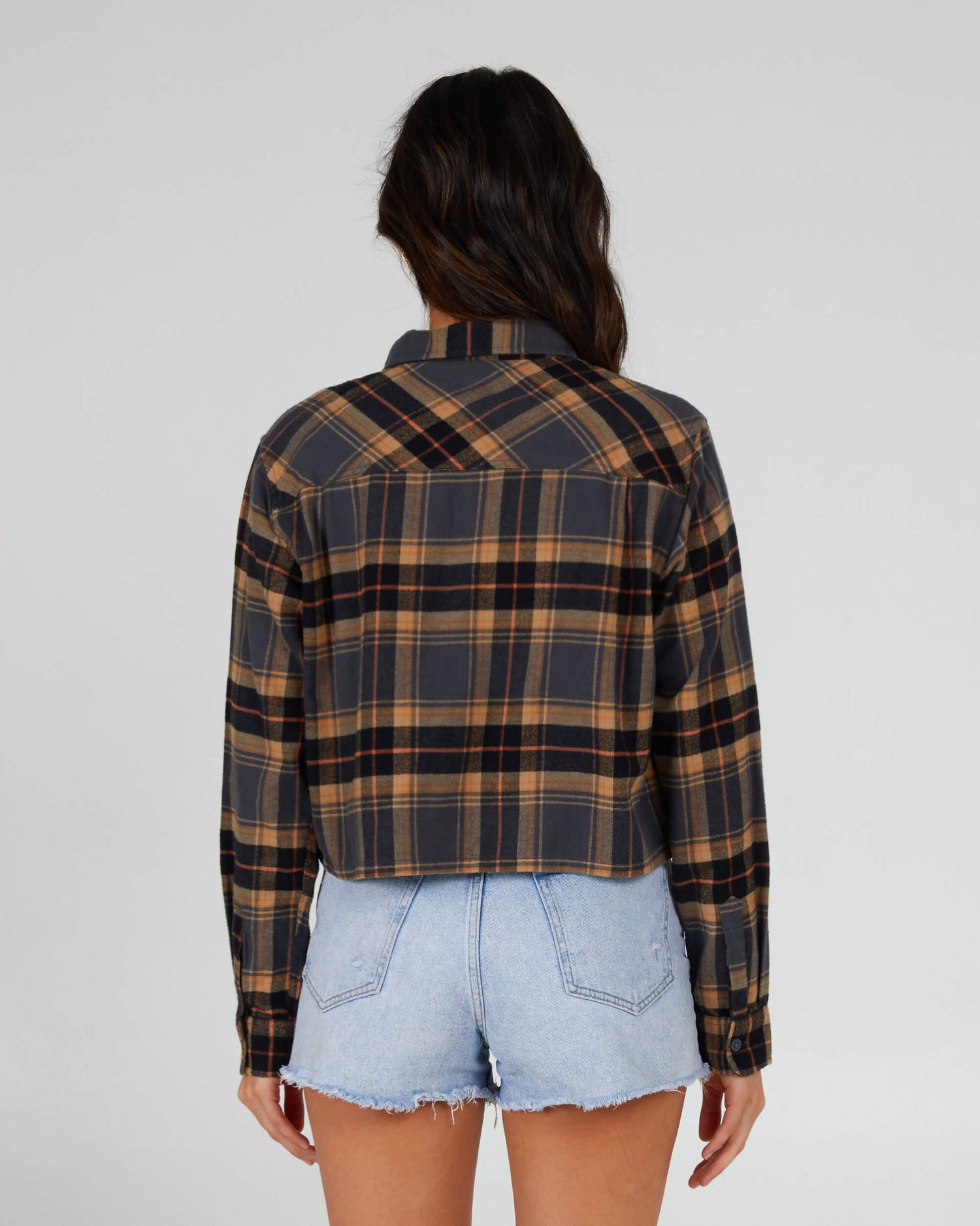 Salty Crew Womens - Stay Golden Crop Flannel - Charcoal