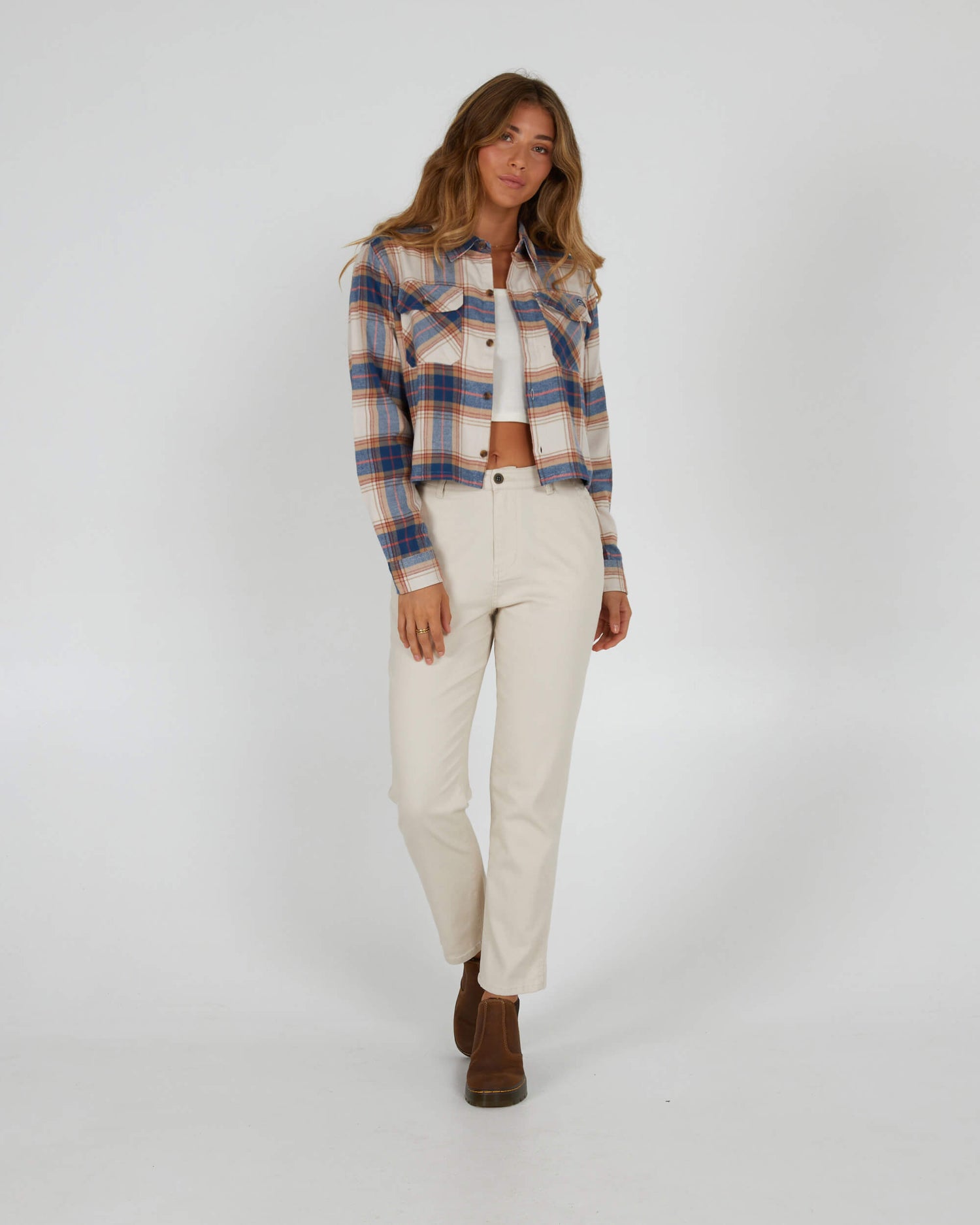 Salty Crew Womens - Stay Golden Crop Flannel - Natural