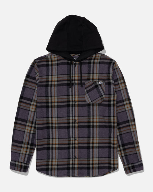 Whitewash Hooded Flannel - Dark Grey