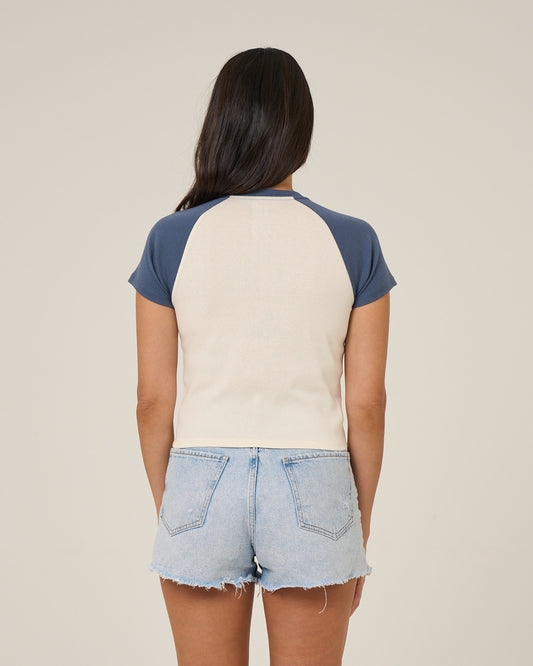 Drive To The Sea Raglan T - Indigo