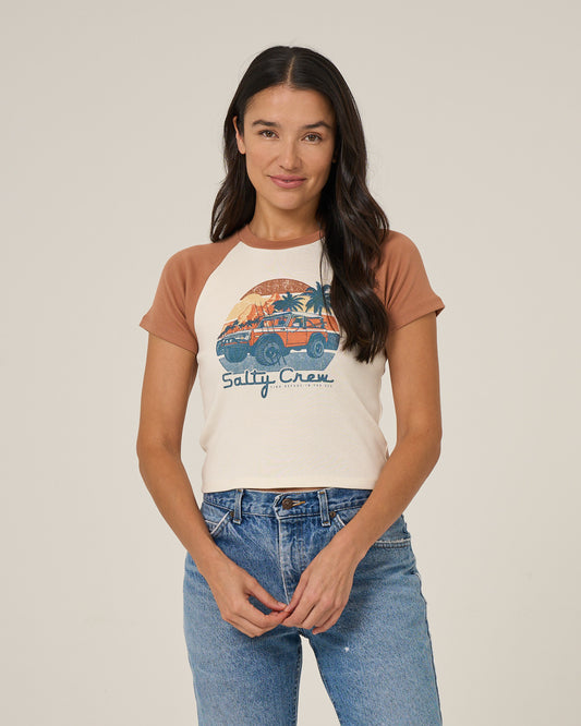 Drive To The Sea Raglan T - Mocha