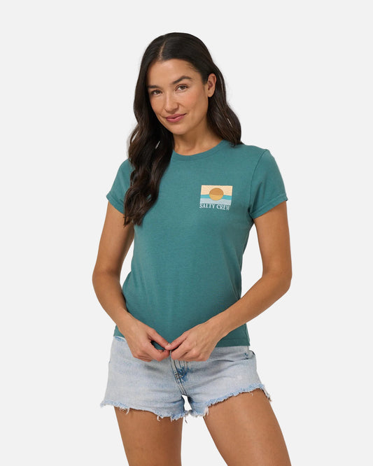 Retro Wave Modern Tee - Teal