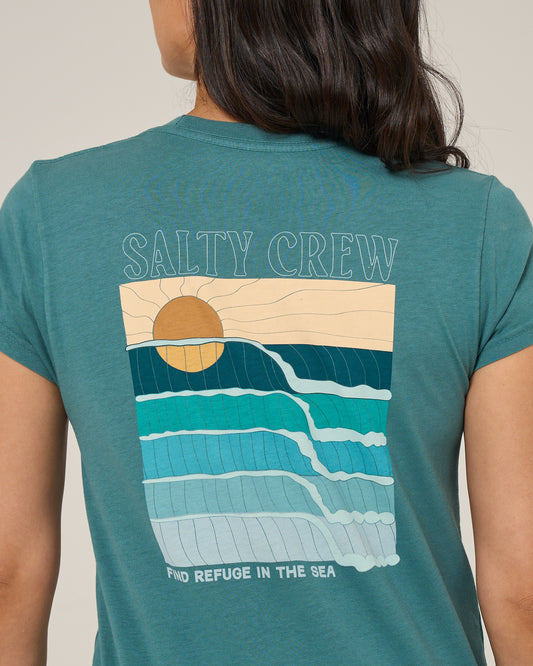 Retro Wave Modern Tee - Teal