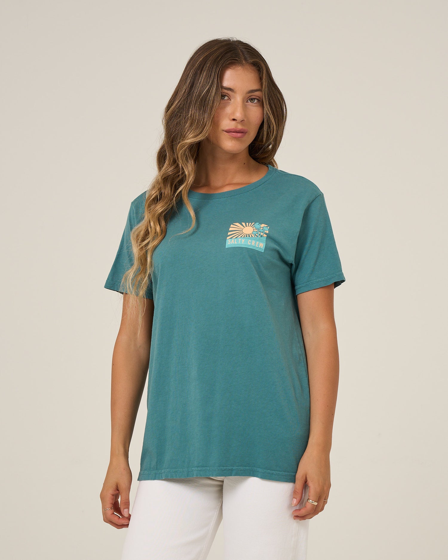 Rise And Smile Bf Tee - Teal