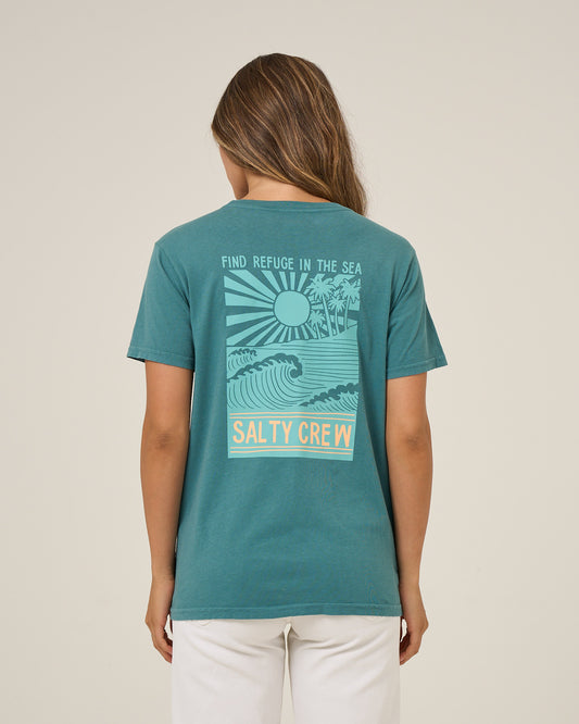Rise And Smile Bf Tee - Teal