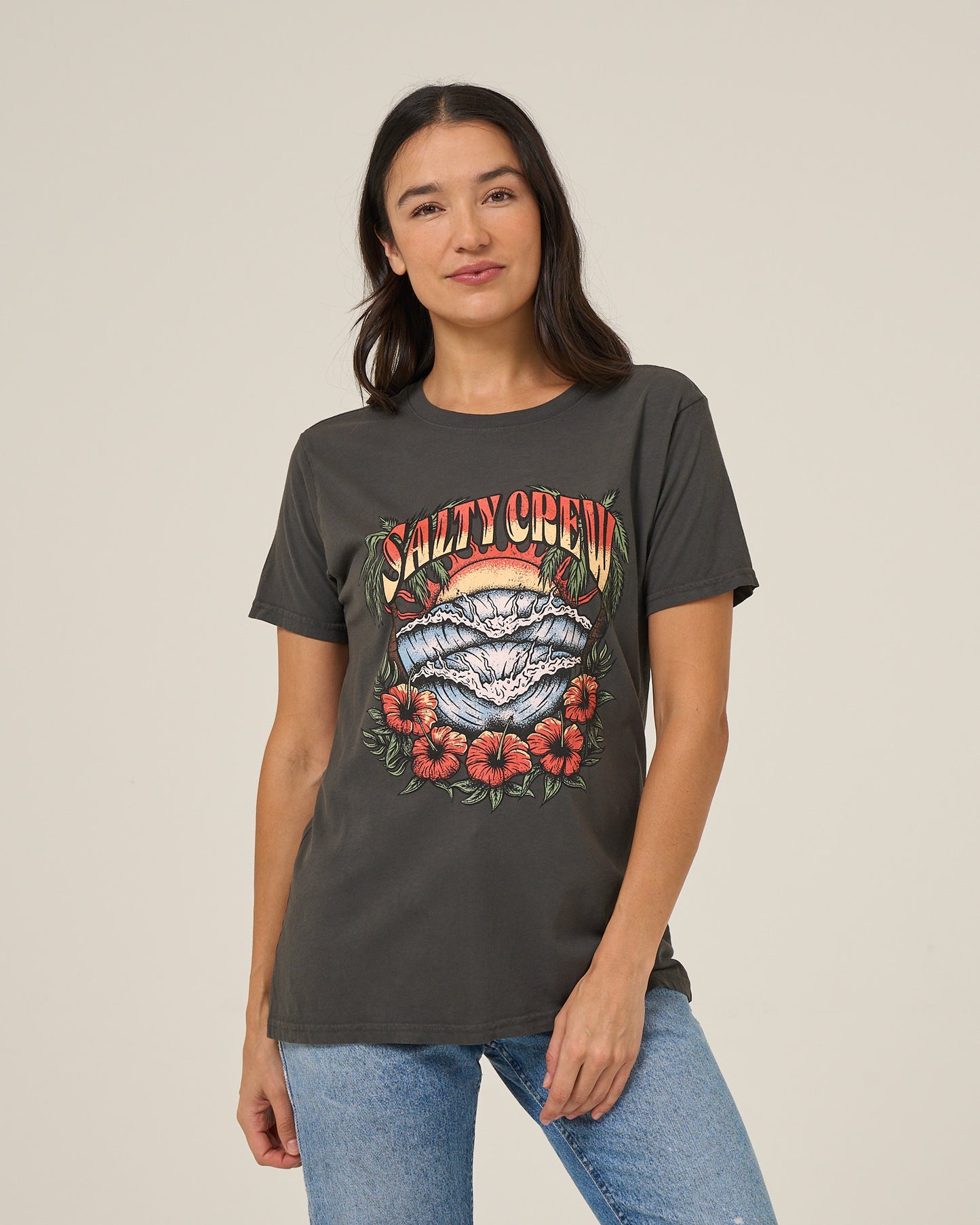 Sc Tour Bf Tee - Charcoal