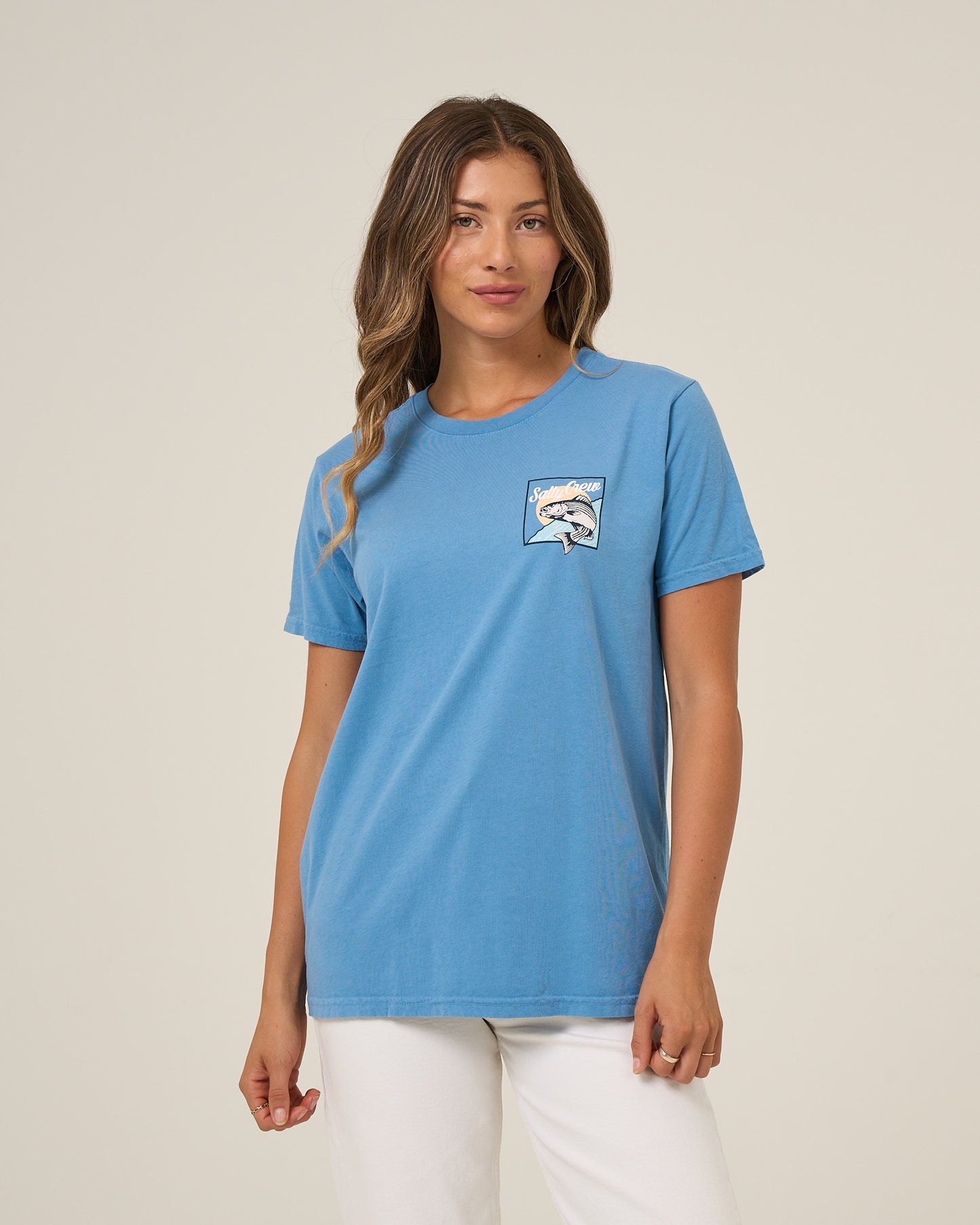 Fish Stamp Bf Tee - Ash Blue