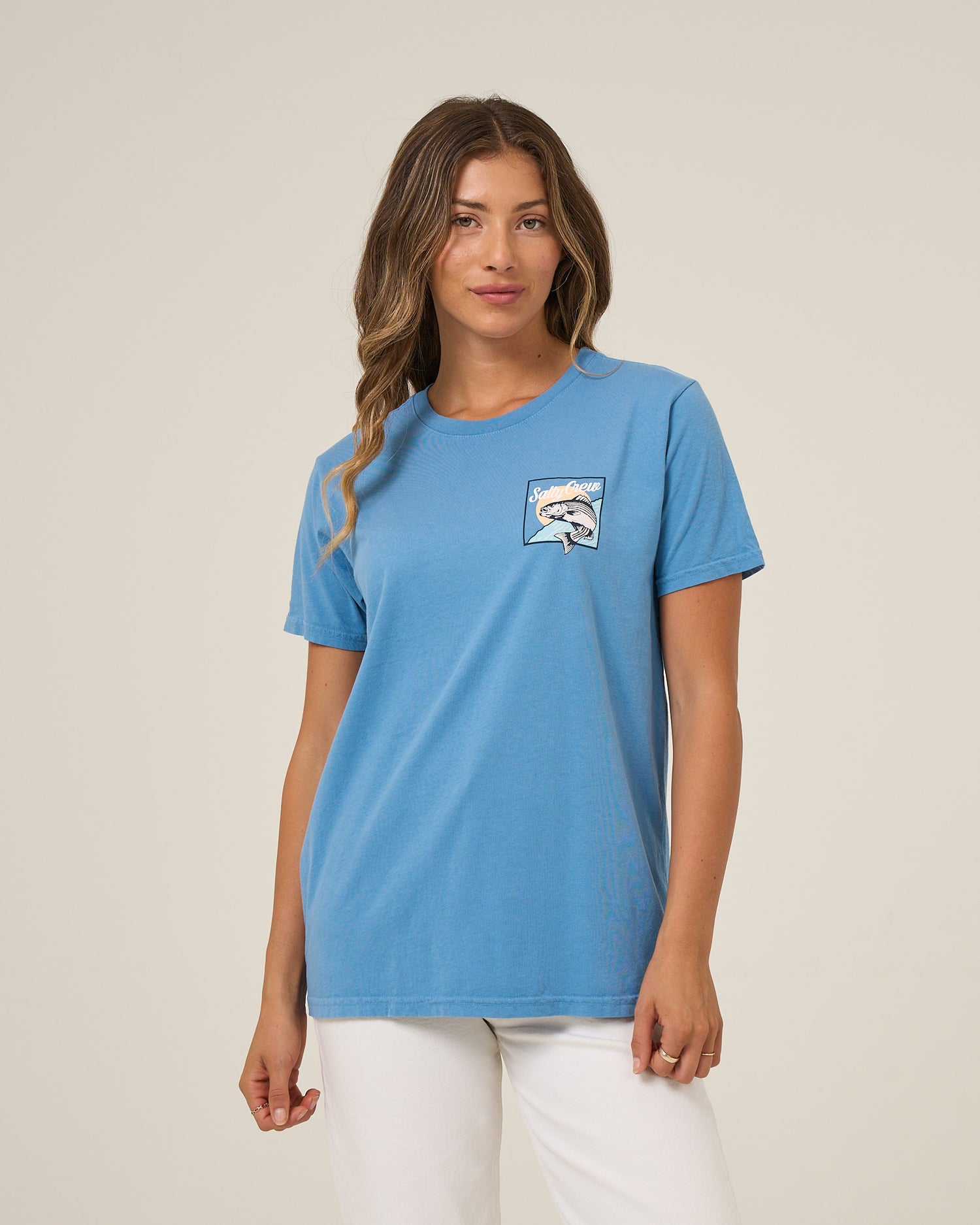 Fish Stamp Bf Tee - Ash Blue