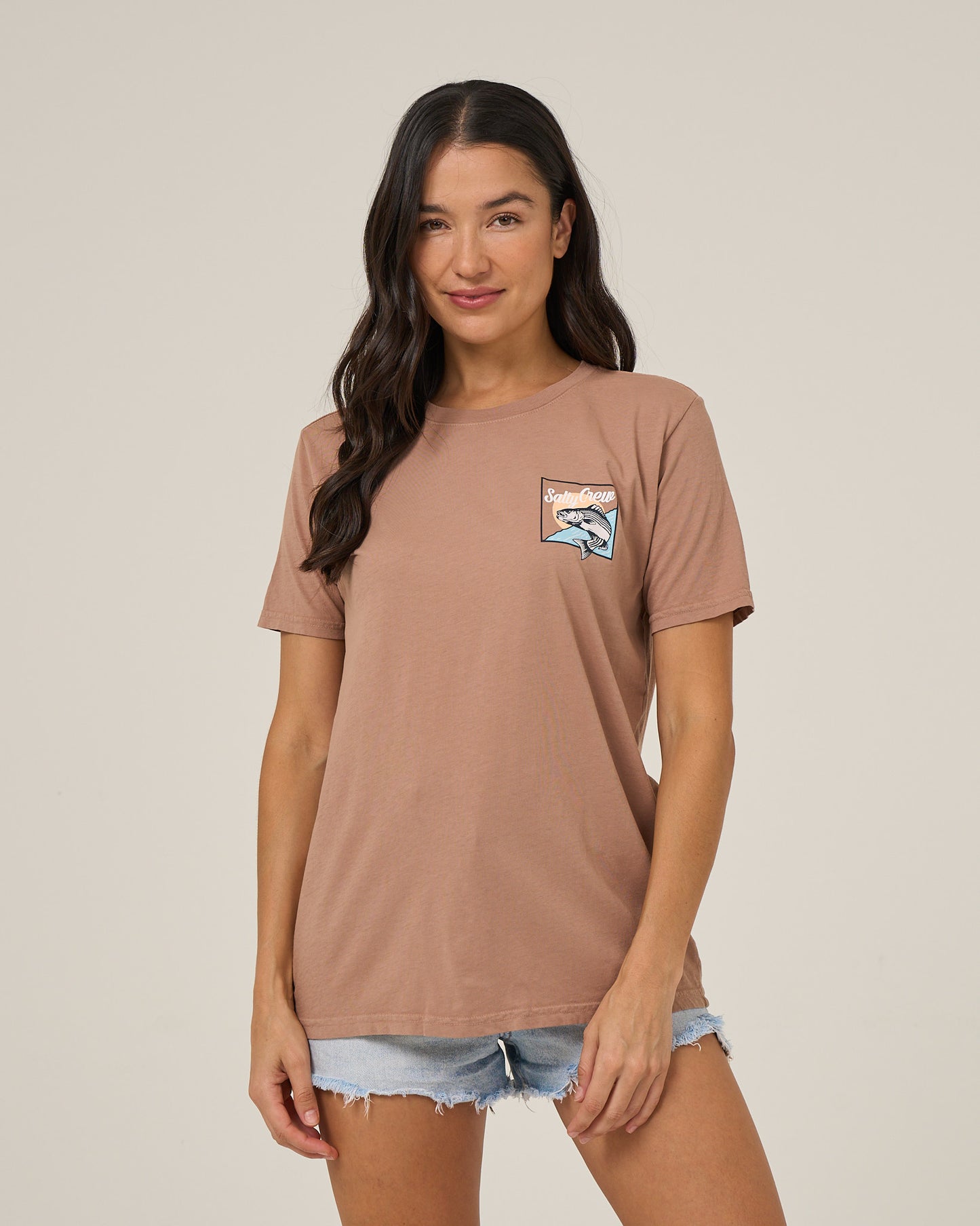 Fish Stamp Bf Tee - Mocha