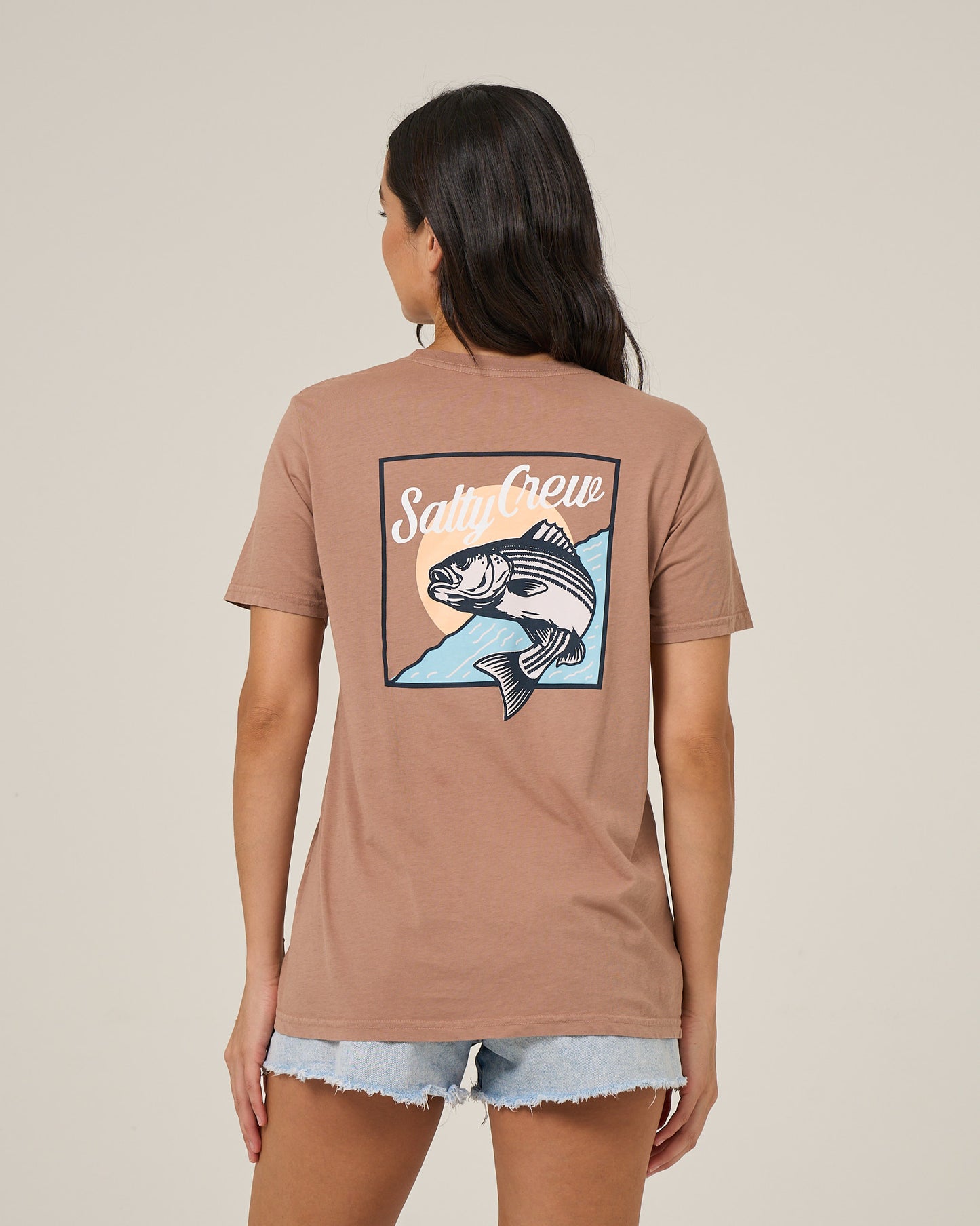 Fish Stamp Bf Tee - Mocha
