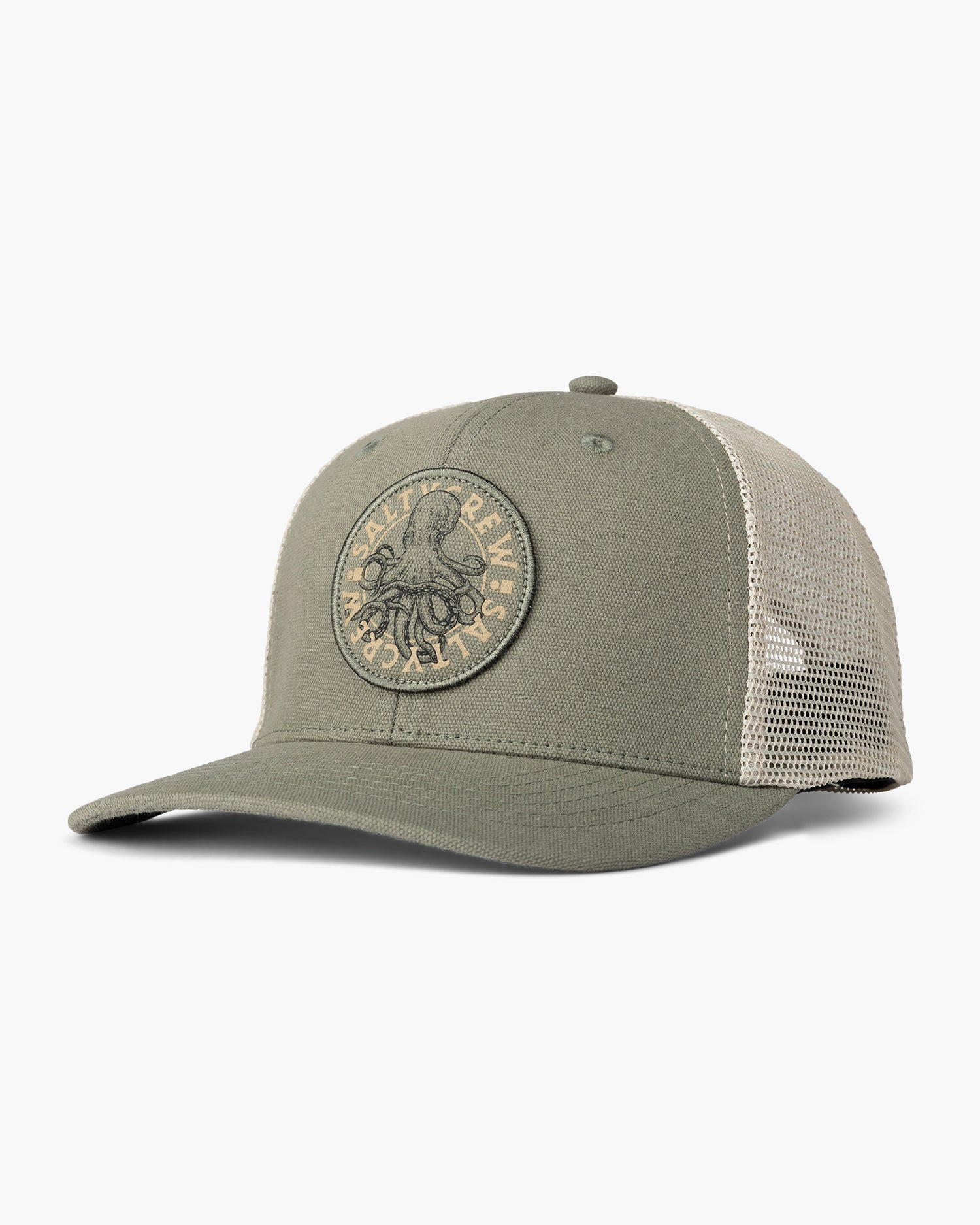 front view of Tentacles Faded Olive Retro Trucker