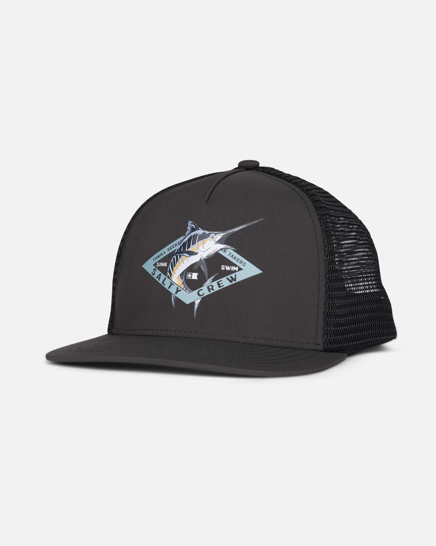 Salty crew HATS Marlin Diamond  Trucker Kids - Black in Black