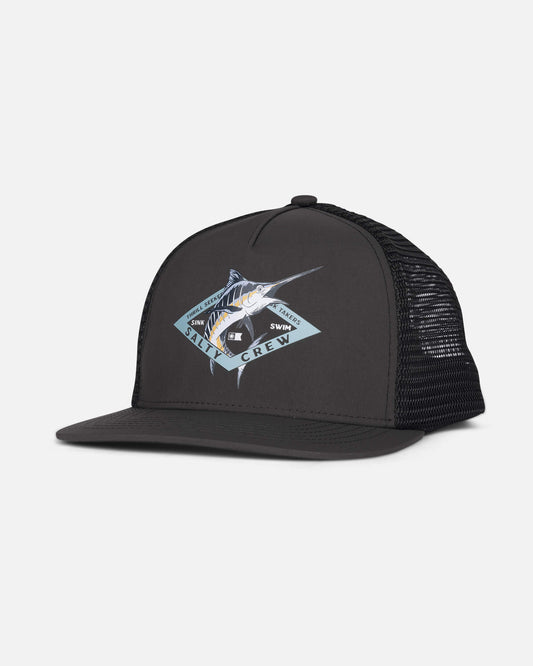 Salty crew HATS Marlin Diamond  Trucker Kids - Black in Black
