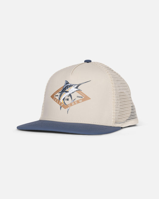 Salty crew HATS Marlin Diamond  Trucker Kids - Oyster/Slate in Oyster/Slate