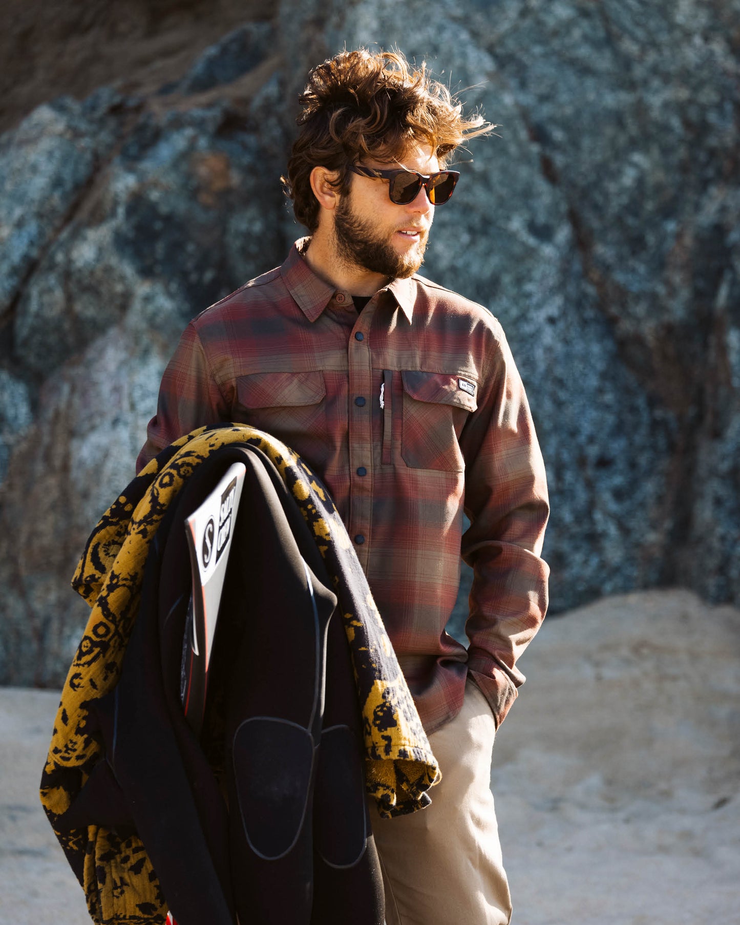 Fathom L/S Tech Flannel - Burgundy