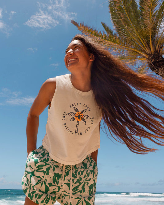 Queen Palm Cropped Tank - Off White