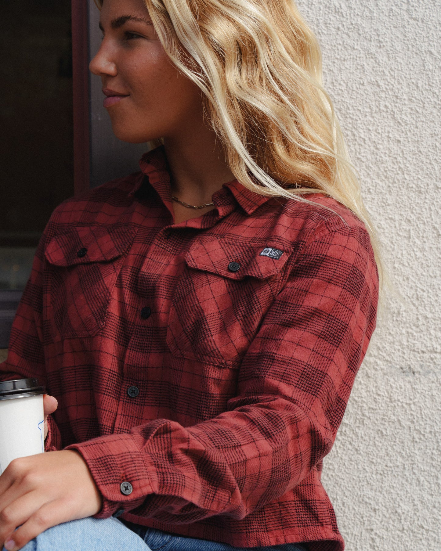 STAY GOLDEN CROP FLANNEL - Baked Apple