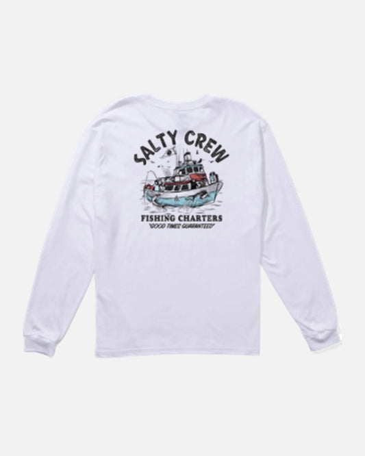 Fishing Charters Prem L/S Tee - White
