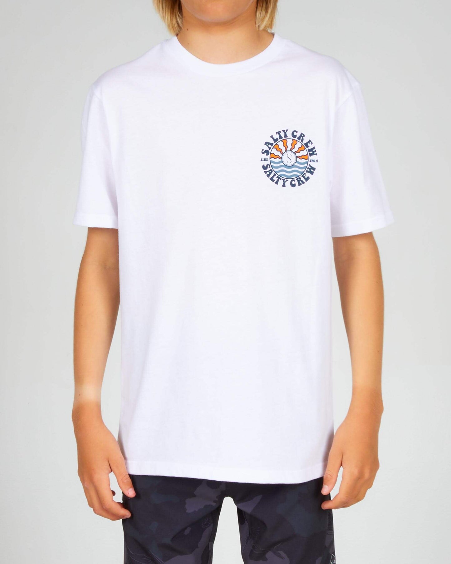 Salty crew T-SHIRTS S/S SUN WAVES BOYS S/S TEE - White in White