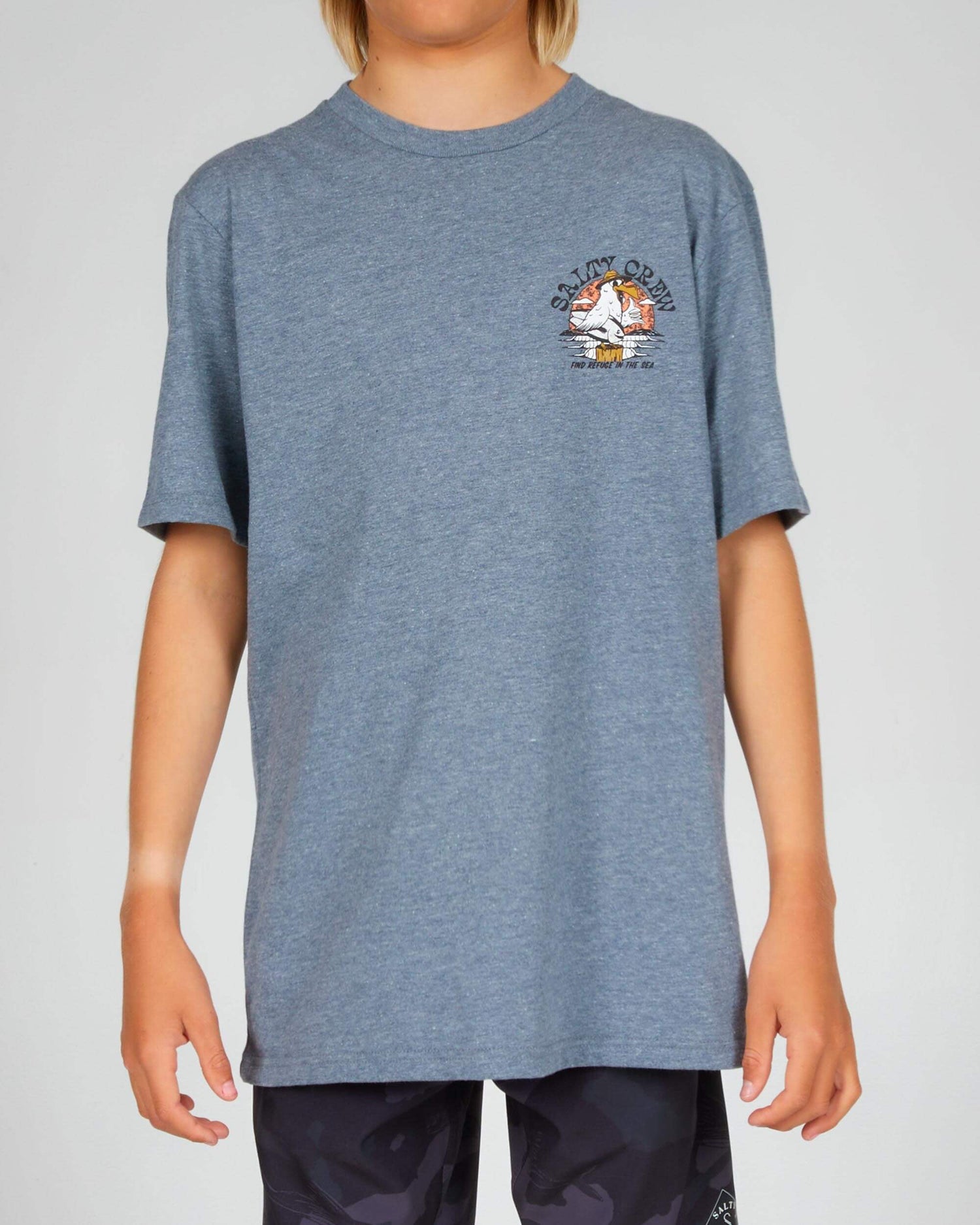 Salty crew T-SHIRTS S/S GONE FISHIN BOYS S/S TEE - Athletic Heather in Athletic Heather