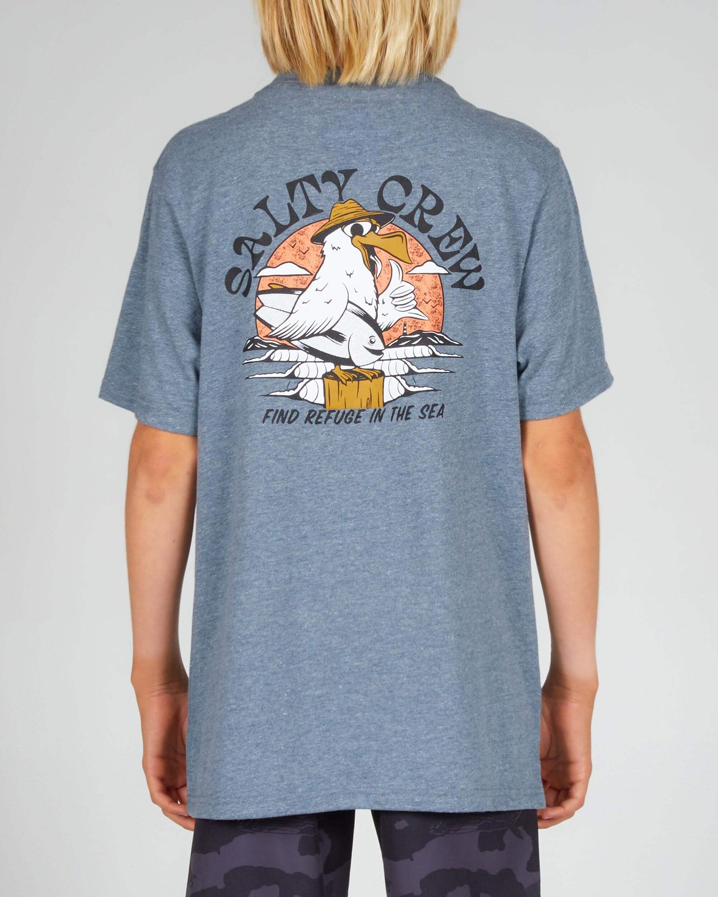 Salty crew T-SHIRTS S/S GONE FISHIN BOYS S/S TEE - Athletic Heather in Athletic Heather