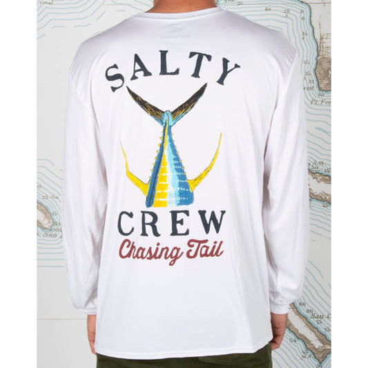 Salty crew Men's Sun Protection TAILED  L/S Tech Tee Rashguard in White