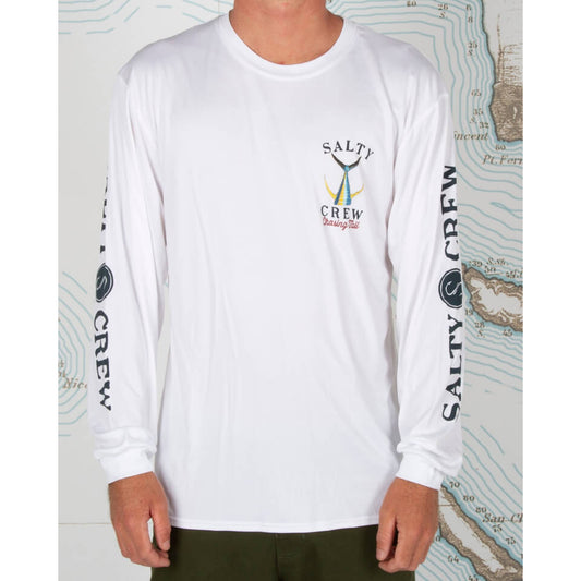 Salty crew Men's Sun Protection TAILED  L/S Tech Tee Rashguard in White